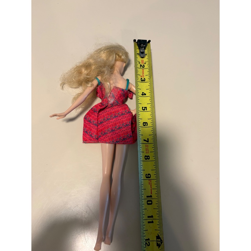 Mattel Barbie Doll FHT54 Blonde Hair Blue Eyes Red Ruffle Geometric Dress 2003 - Picture 5 of 6
